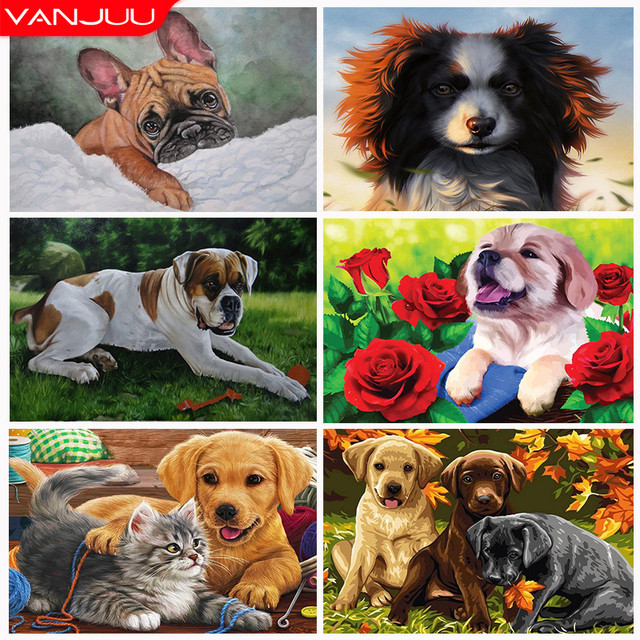 Dog 5D Diamond Painting Kit Cute Dog Diamond Embroidery Painting